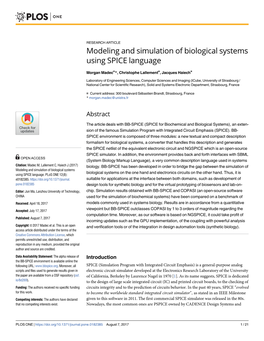 Modeling and Simulation of Biological Systems Using SPICE Language