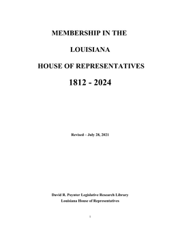Membership in the Louisiana House of Representatives