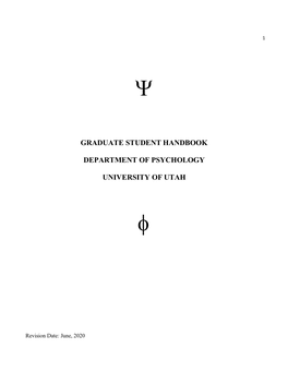 Graduate Student Handbook Department of Psychology University