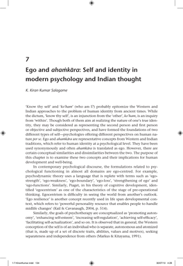 7 Ego and Ahaṁkāra: Self and Identity in Modern Psychology and Indian Thought