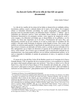 La Jura De Carlos III En La Villa De San Gil: Un Aporte Documental