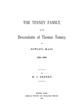 Descendants of Thomas Tenney