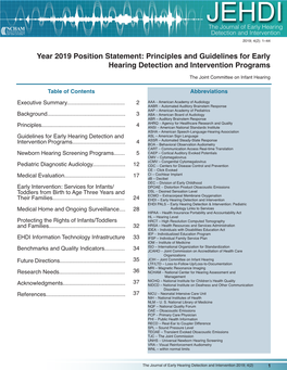 Principles and Guidelines for Early Hearing Detection and Intervention Programs