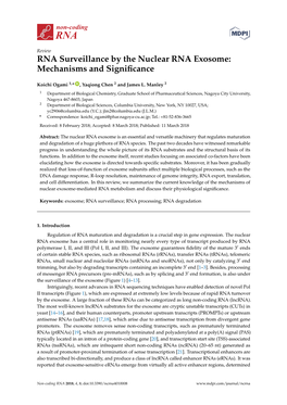 RNA Surveillance by the Nuclear RNA Exosome: Mechanisms and Signiﬁcance