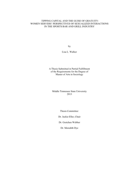 Tipping Capital and the Guise of Gratuity: Women Servers’ Perspectives of Sexualized Interactions in the Sports Bar and Grill Industry