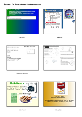 Geometry 7-4 Surface Area Cylinders.Notebook