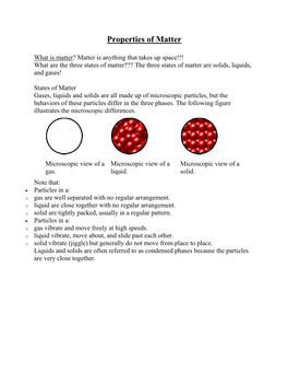 Properties of Matter