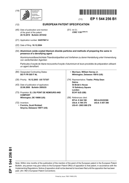 Aluminium Oxide Coated Titanium Dioxide Particles and Methods Of