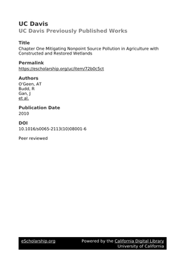 Mitigating Nonpoint Source Pollution in Agriculture with Constructed and Restored Wetlands