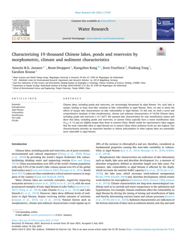 Characterizing 19 Thousand Chinese Lakes, Ponds and Reservoirs by Morphometric, Climate and Sediment Characteristics