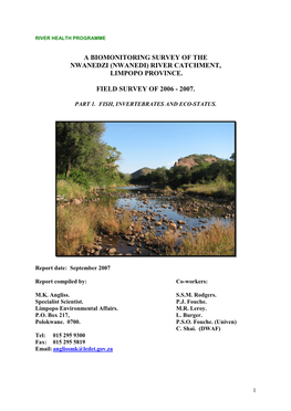 [Nwanedi] River Catchment. Limpopo Province. Field Survey of 2006