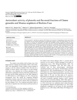 Antioxidant Activity of Phenolic and Flavonoid Fractions of Cleome Gynandra and Maerua Angolensis of Burkina Faso