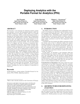 Deploying Analytics with the Portable Format for Analytics (PFA)