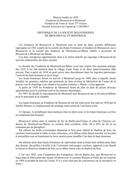 Maison Fondée En 1830 Fonderies De Brousseval Et Montreuil Fonderies De Fonte Et Acier 2Ème Fusion Société Anonyme Au Capital De 3 240 000 F