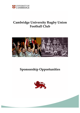 Cambridge University Rugby Union Football Club Sponsorship