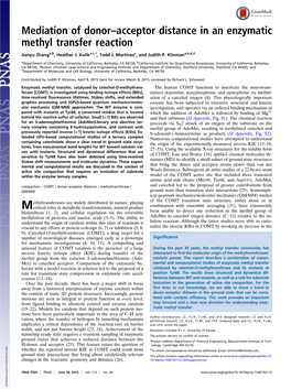 Mediation of Donor–Acceptor Distance in an Enzymatic Methyl Transfer Reaction