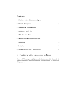 Contents 1 Northern White Rhinoceros Pedigree