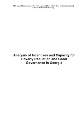 Analysis of Incentives and Capacity for Poverty Reduction and Good Governance in Georgia