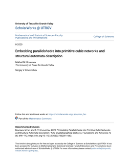 Embedding Parallelohedra Into Primitive Cubic Networks and Structural Automata Description