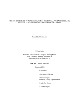 The Symbolic Rape of Representation: a Rhetorical Analysis of Black Musical Expression on Billboard's Hot 100 Charts