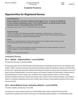 Opportunities for Registered Nurses