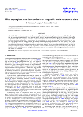 Blue Supergiants As Descendants of Magnetic Main Sequence Stars