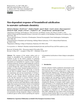 Size-Dependent Response of Foraminiferal Calcification To