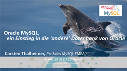 Oracle Mysql, Ein Einstieg in Die 'Andere' Datenbank Von Oracle