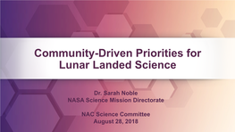 Community-Driven Priorities for Lunar Landed Science