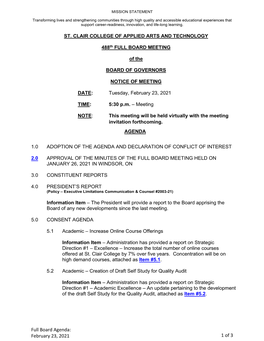 Full Board Agenda: February 23, 2021 1 of 3