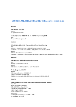 EUROPEAN ATHLETICS 2017-18 Results Issue N.16