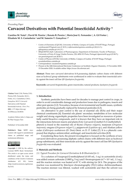 Carvacrol Derivatives with Potential Insecticidal Activity †