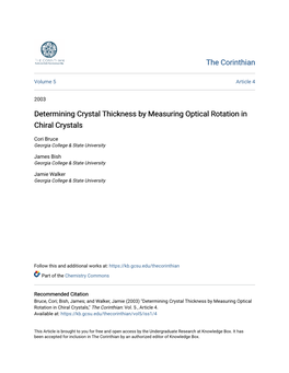 Determining Crystal Thickness by Measuring Optical Rotation in Chiral Crystals