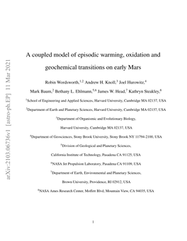 A Coupled Model of Episodic Warming, Oxidation and Geochemical Transitions on Early Mars