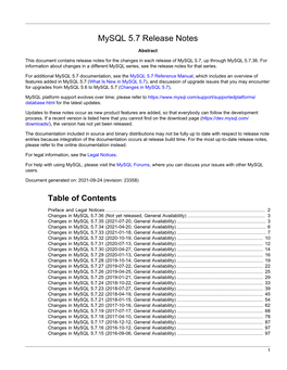 Mysql 5.7 Release Notes