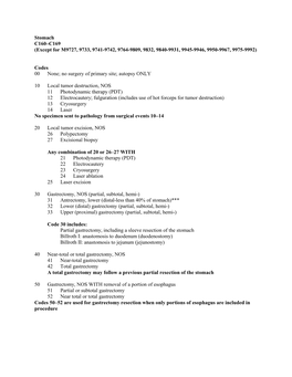 Stomach Surgery Codes