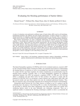 Evaluating Fire Blocking Performance of Barrier Fabrics