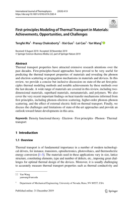 First-Principles Modeling of Thermal Transport in Materials