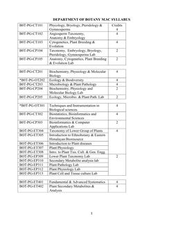 Department of Botany M.Sc Syllabus B0t-Pg-Ct101