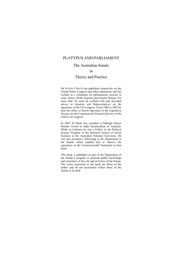 Publication: Platypus and Parliament