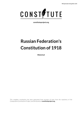 Russian Federation's Constitution of 1918