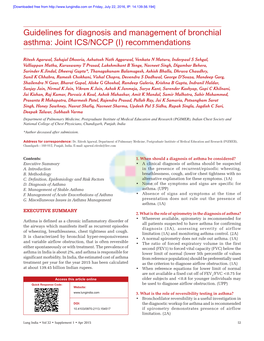 Guidelines for Diagnosis and Management of Bronchial Asthma: Joint ICS/NCCP (I) Recommendations