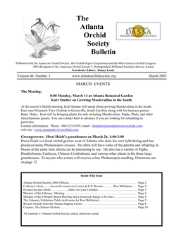 Atlanta Orchid Society Newsletter