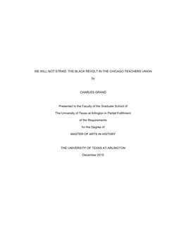 THE BLACK REVOLT in the CHICAGO TEACHERS UNION By