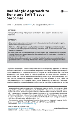 Radiologic Approach to Bone and Soft Tissue Sarcomas