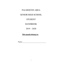 Palmerton Area Senior High School Student Handbook 2019 – 2020