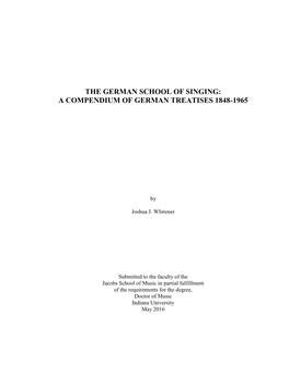 The German School of Singing: a Compendium of German Treatises 1848-1965