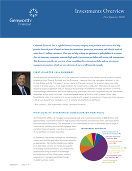 Investments Overview First Quarter 2010