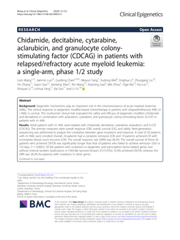 Chidamide, Decitabine, Cytarabine, Aclarubicin, and Granulocyte Colony