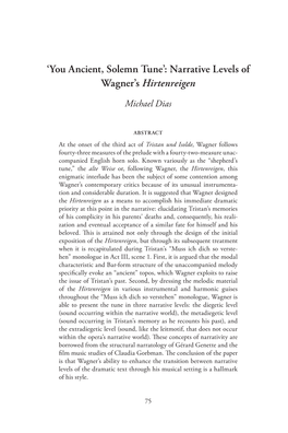 'You Ancient, Solemn Tune': Narrative Levels of Wagner's Hirtenreigen